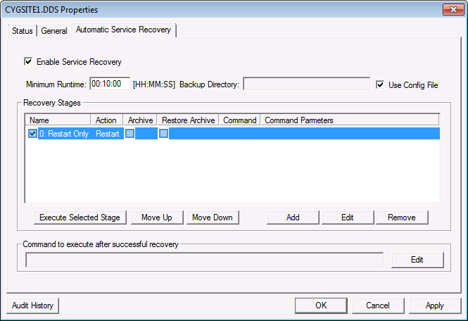 Automatic Service Recovery page